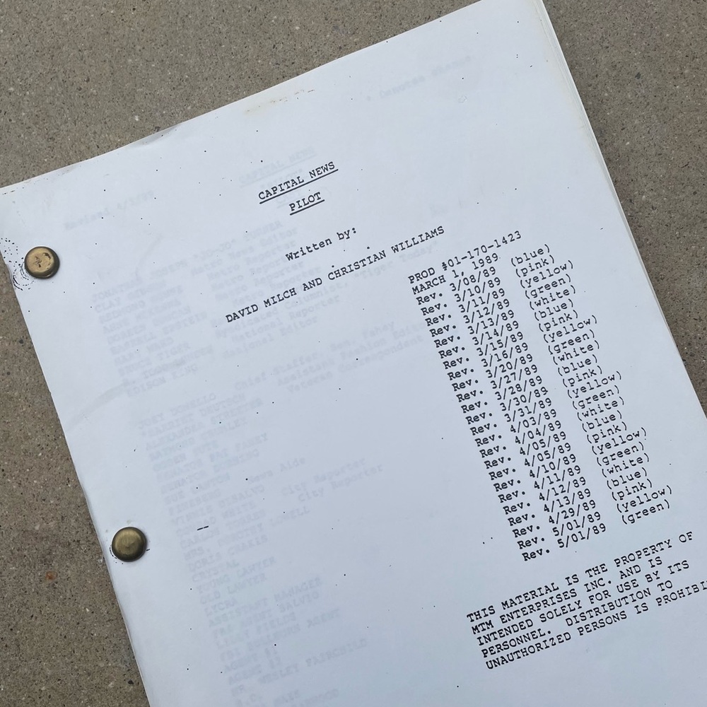 Capital News 1989 Pilot Episode ABC Series Fully Revised David Milch TV Script